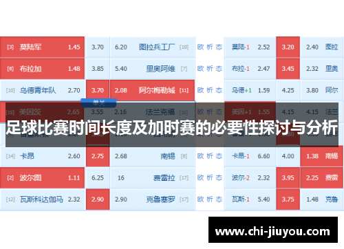 足球比赛时间长度及加时赛的必要性探讨与分析
