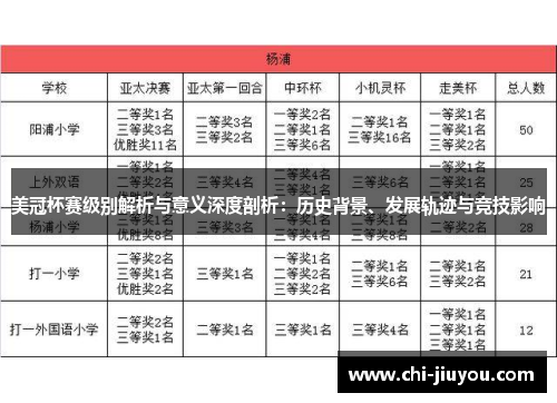 美冠杯赛级别解析与意义深度剖析:历史背景、发展轨迹与竞技影响 美冠杯赛级别解析与意义深度剖析:历史背景、发展轨迹与竞技影响