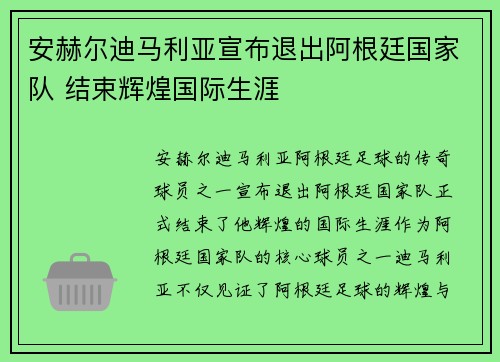 安赫尔迪马利亚宣布退出阿根廷国家队 结束辉煌国际生涯
